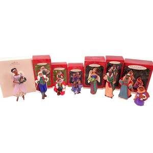 Lot 7 Hallmark African American Christmas Ornaments Nativity Choir Santa Angel